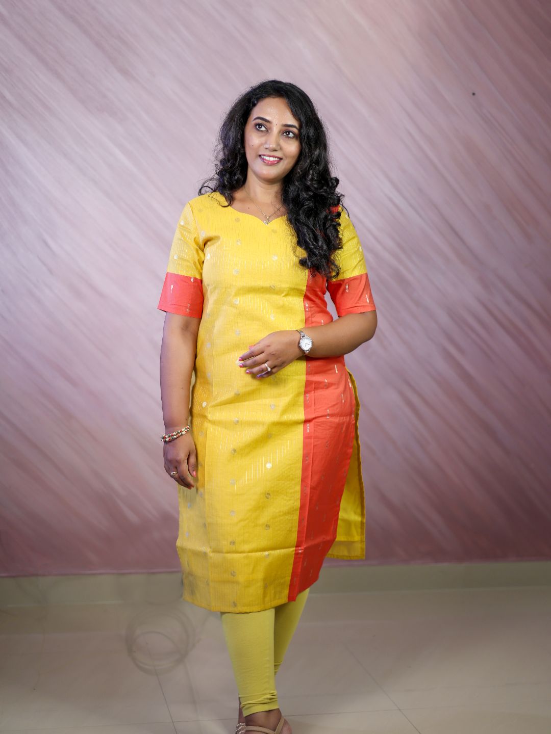 Classy Wear / Classy Kurti / Yellow - Rust - Image 4
