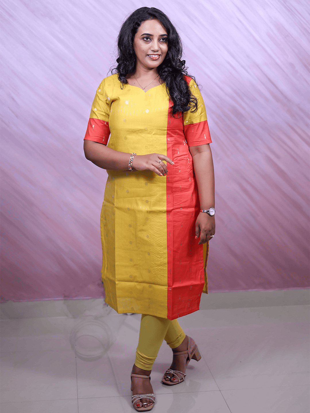 Classy Wear / Classy Kurti / Yellow - Rust - Image 3