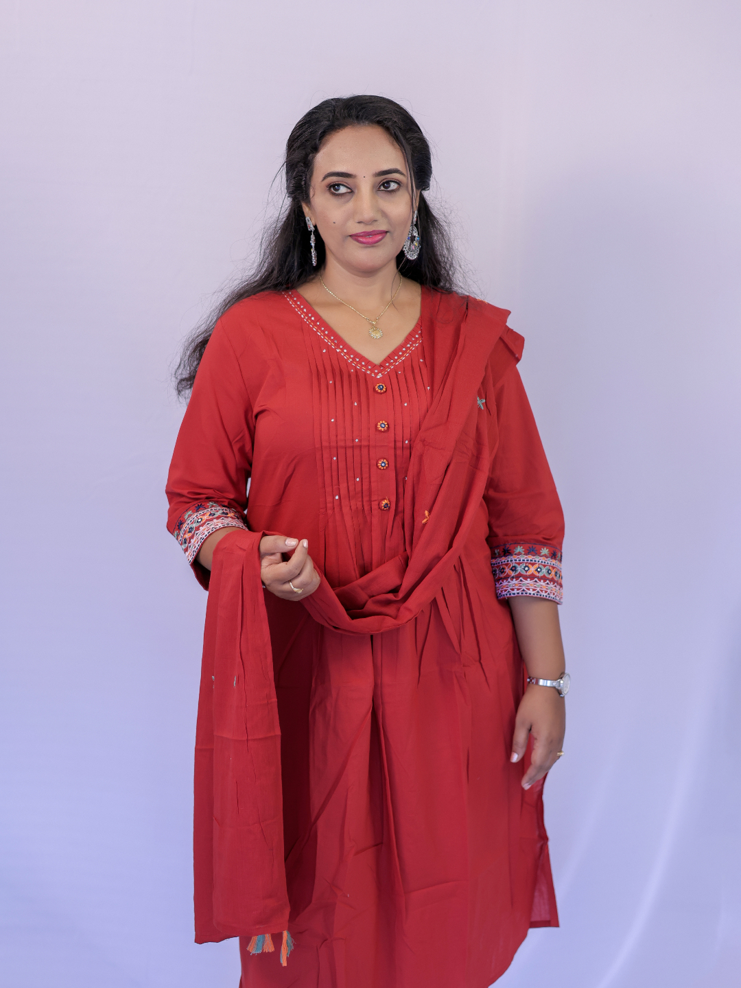 Comfy Salwar / RED COTTON 3PC - Image 5