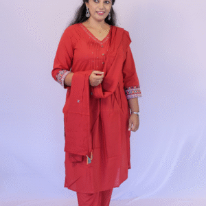 Comfy Salwar /  RED COTTON 3PC