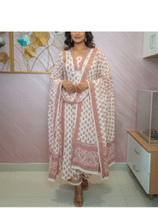 Comfy Salwar / WHITE-RED/A-LINE