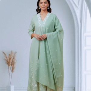 Comfy Salwar / Green Mul -A-LINE 3pc