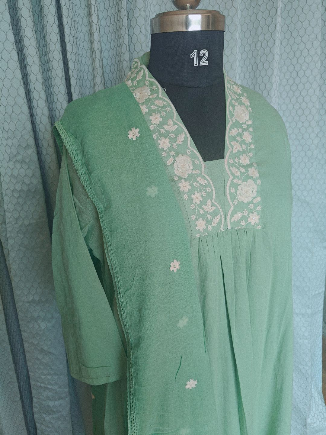 Comfy Salwar / Green Mul -A-LINE 3pc - Image 2