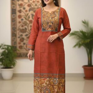 Classy Wear / Classy Kurti / Rust red-kalamkari