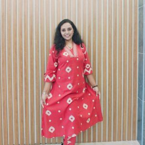 CORD SET - Red  Block Print