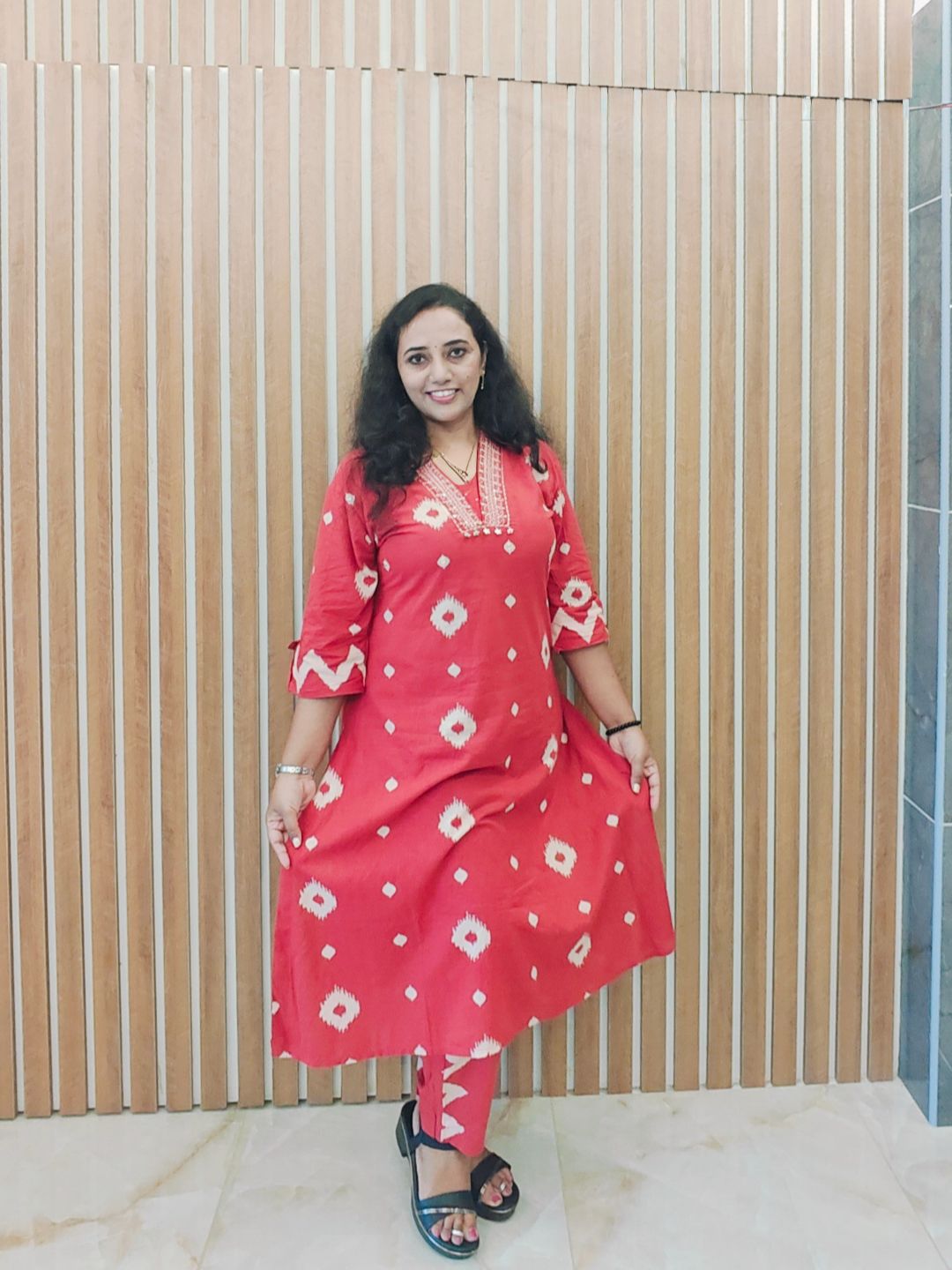 CORD SET - Red Block Print