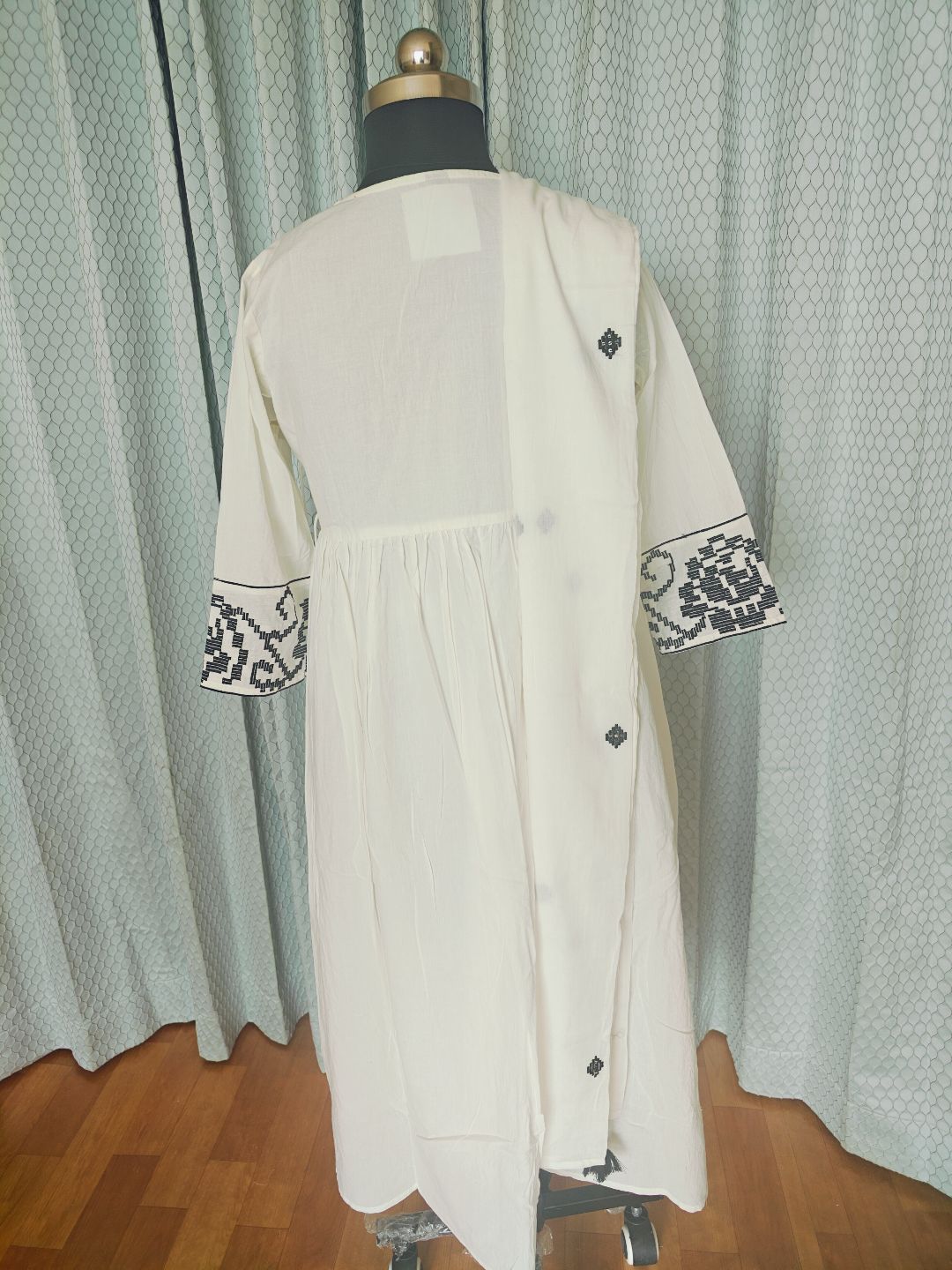 Comfy Salwar / Angarkha/white /Jaipur cotton-A-LINE Umbrella 3pc - Image 5