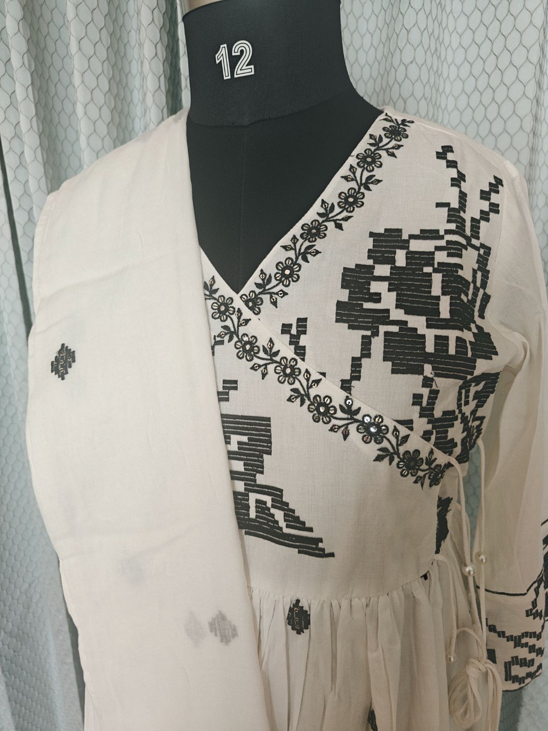 Comfy Salwar / Angarkha/white /Jaipur cotton-A-LINE Umbrella 3pc - Image 2