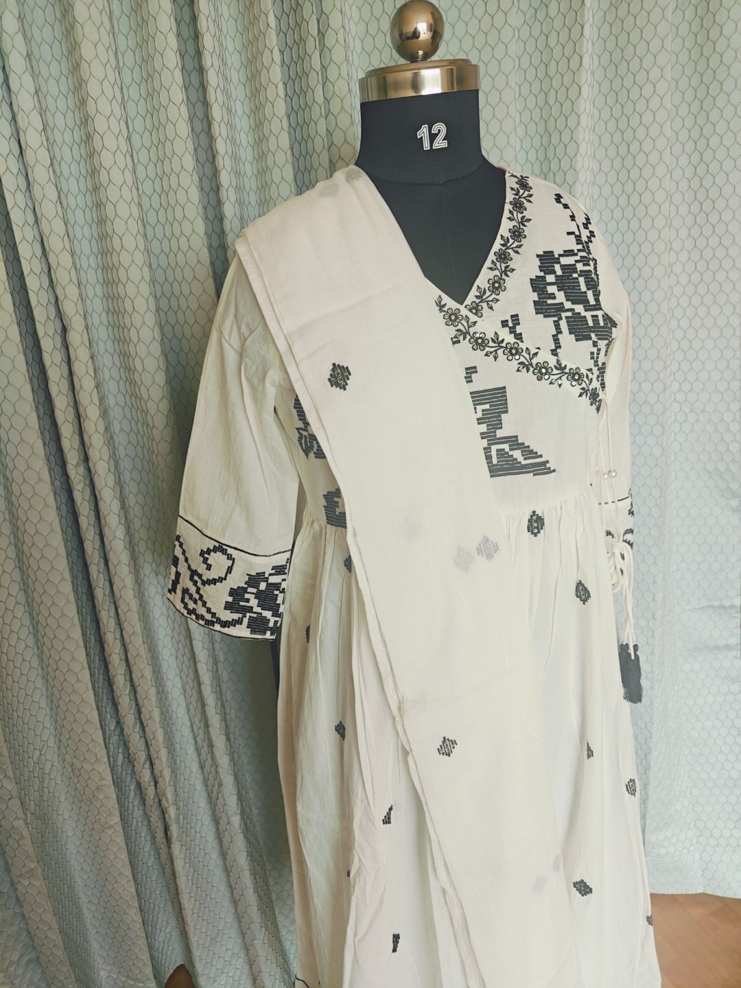 Comfy Salwar / Angarkha/white /Jaipur cotton-A-LINE Umbrella 3pc - Image 4