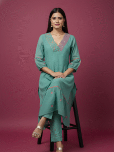 CO-ORD SET -Mulchanderi Green/A-LINE