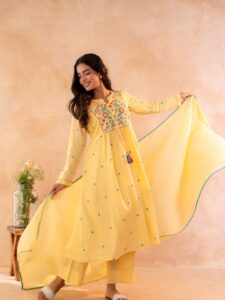 Comfy Salwar / A-LINE/Yellow -Mul cotton