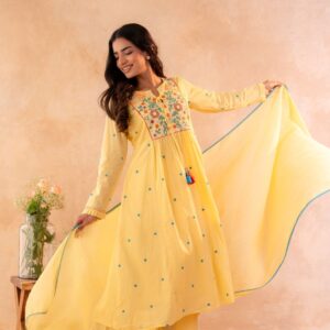 Comfy Salwar / A-LINE/Yellow -Mul cotton