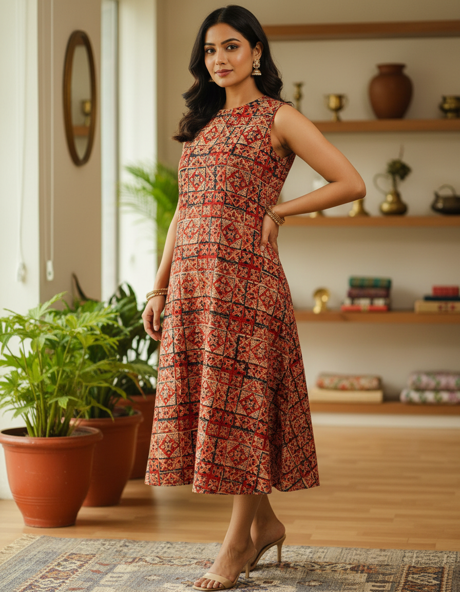 Classy Wear / Classy Kurti / Hand block -Brown