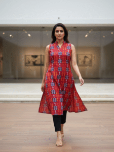 Classy Wear / Classy Kurti / Hand block -Mejanta Ikkat