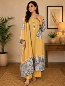 Comfy Salwar / Linen/ 3pc set  Yellow