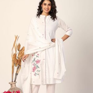 Comfy Salwar / A-Line cotton/ 3pc set  white
