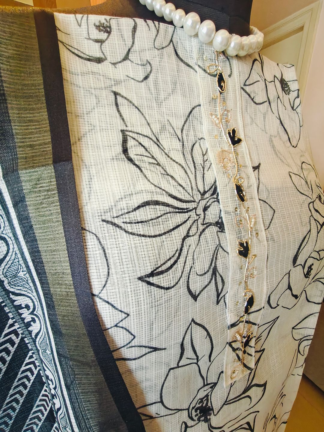 black- whit / kota Doria Material - Image 4