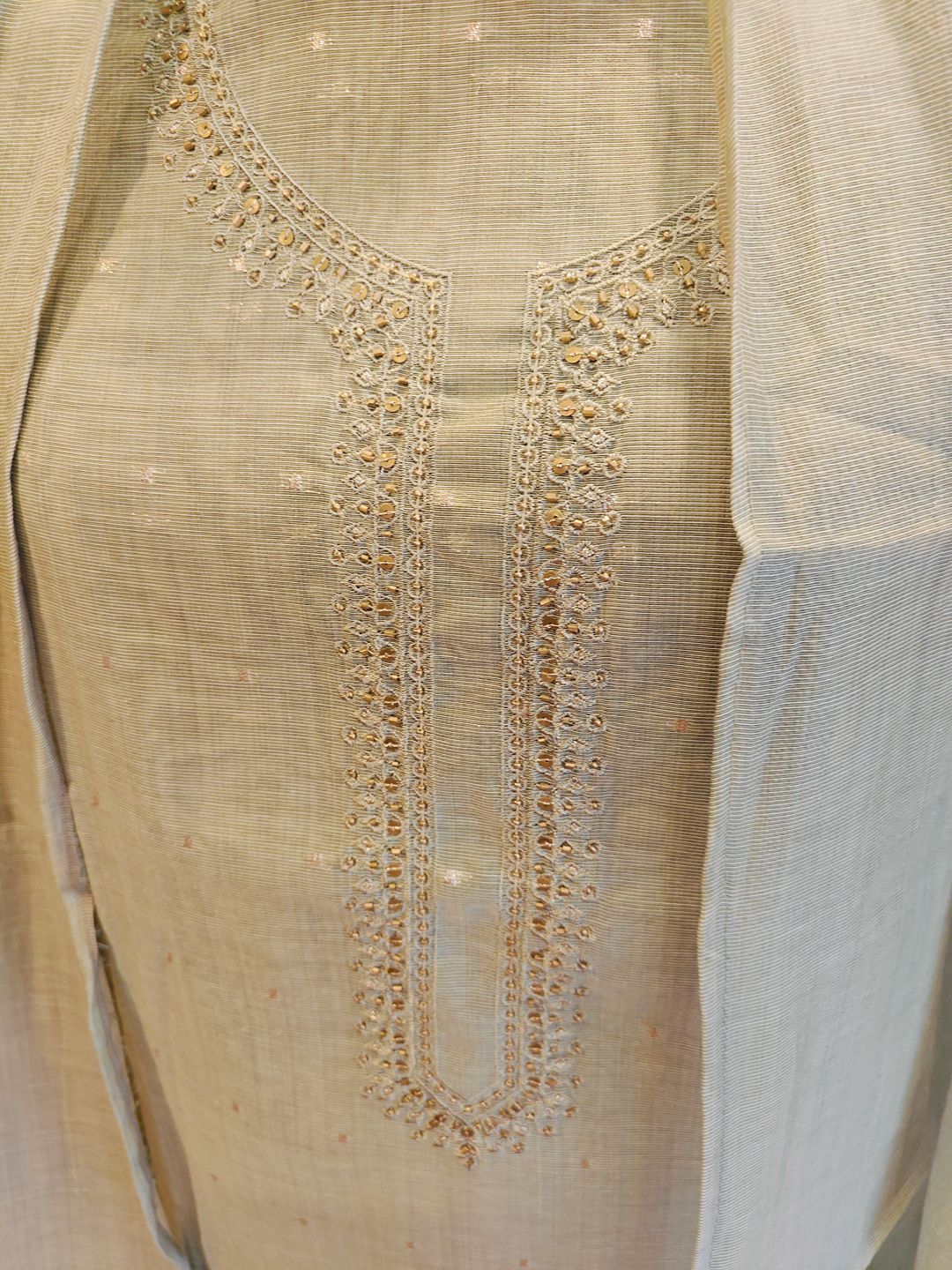 Chanderi tissue with zari - material (Green) - Image 4