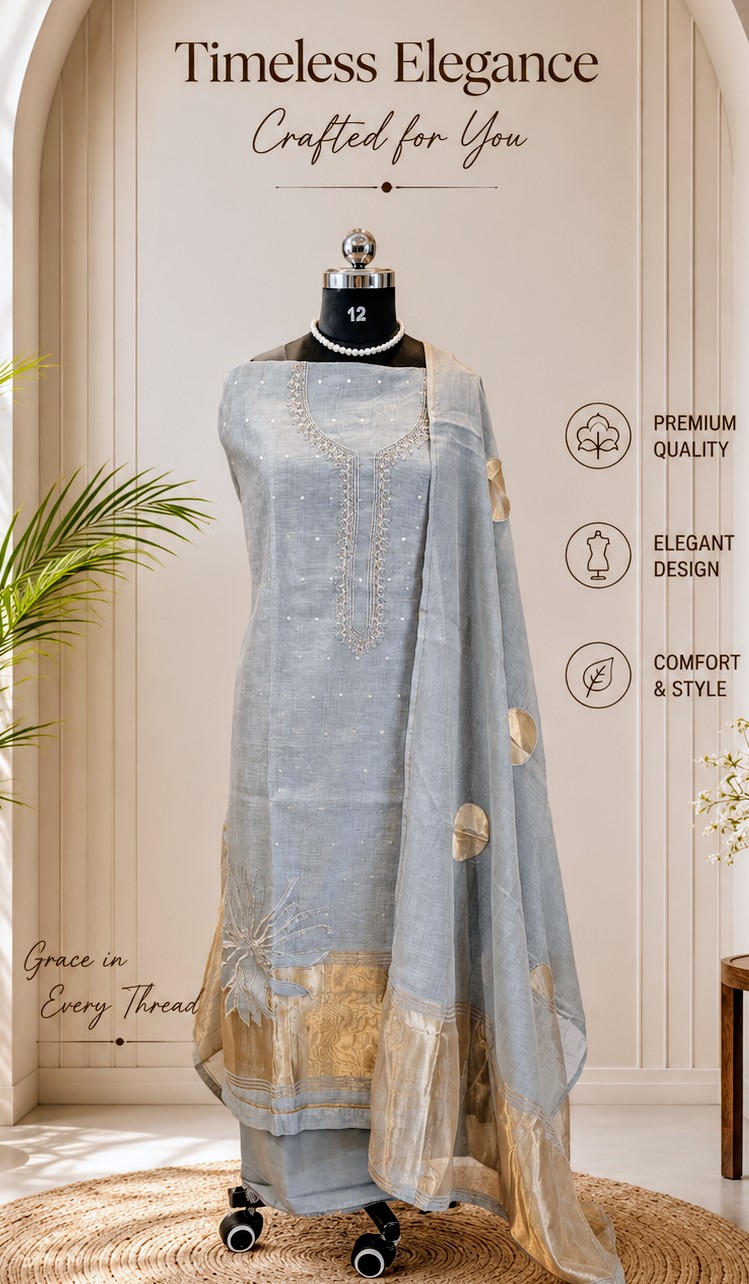 Chanderi tissue with zari - material