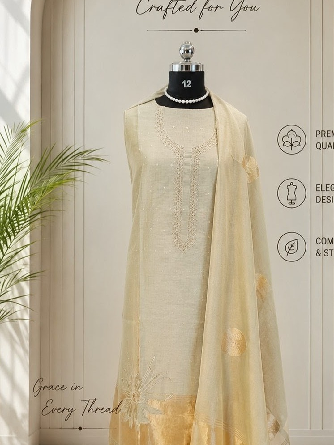 Chanderi tissue with zari - material (Green)